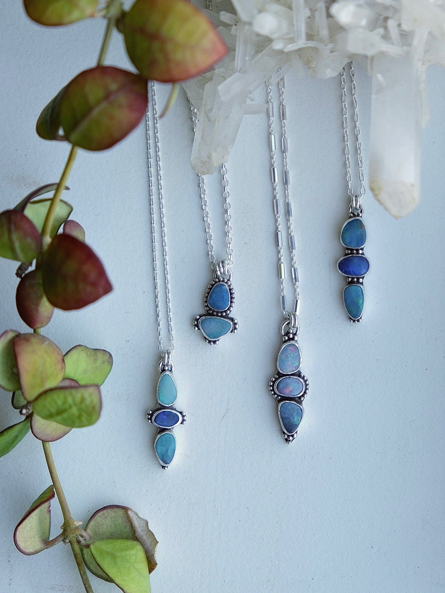 Flashy Opal Pendant Necklace