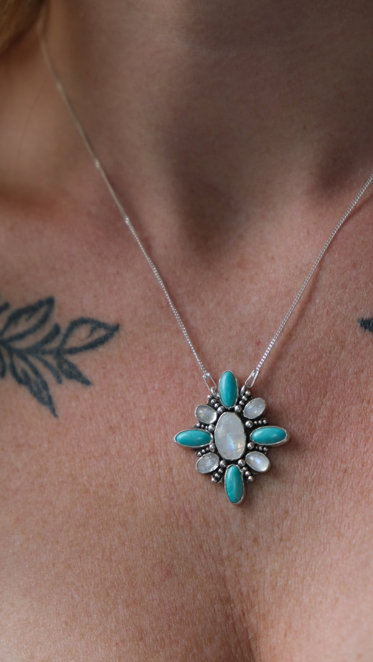 Turquoise & Moonstone Pendant Necklace