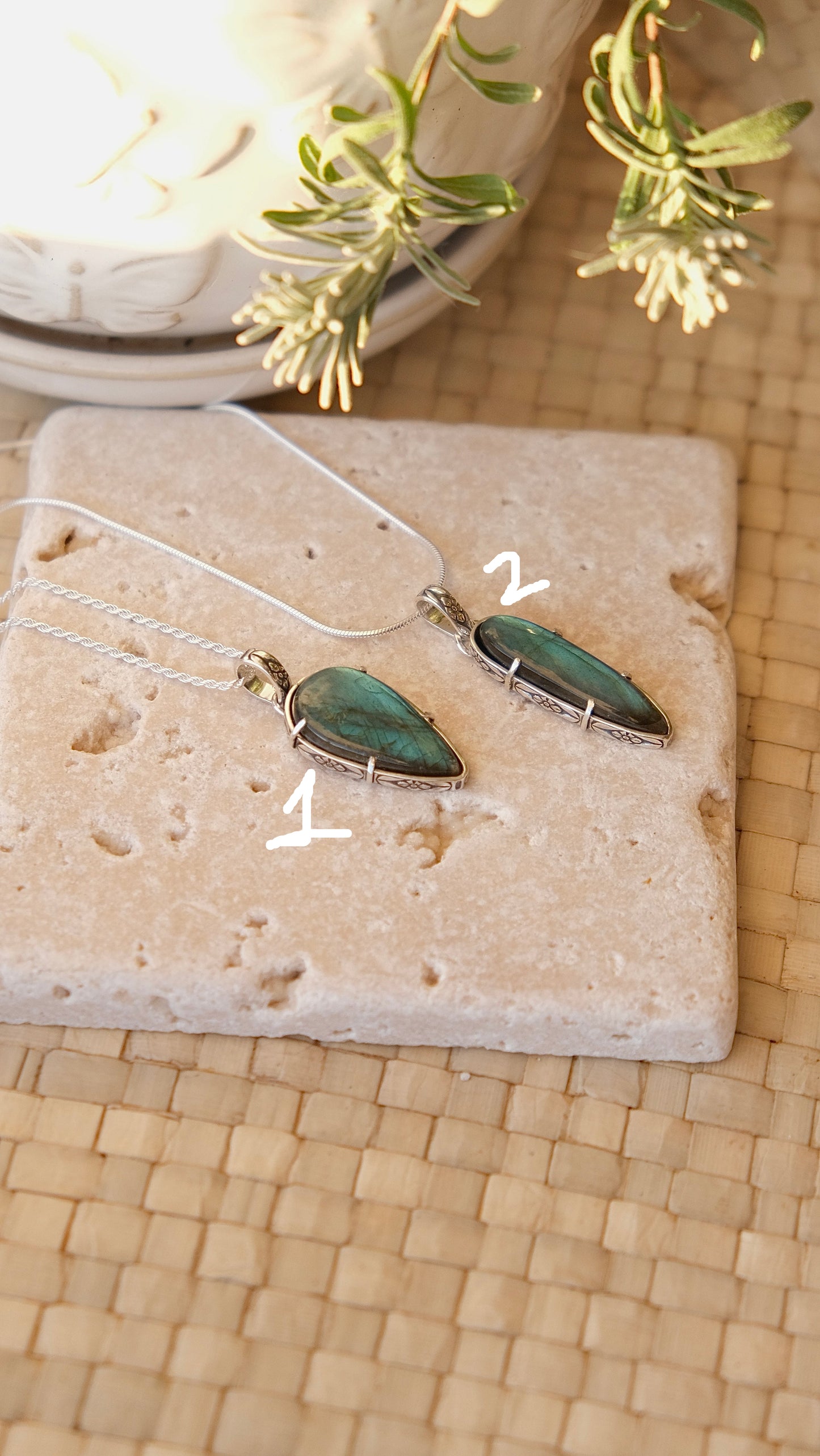 Floral Labradorite Pendant Necklace