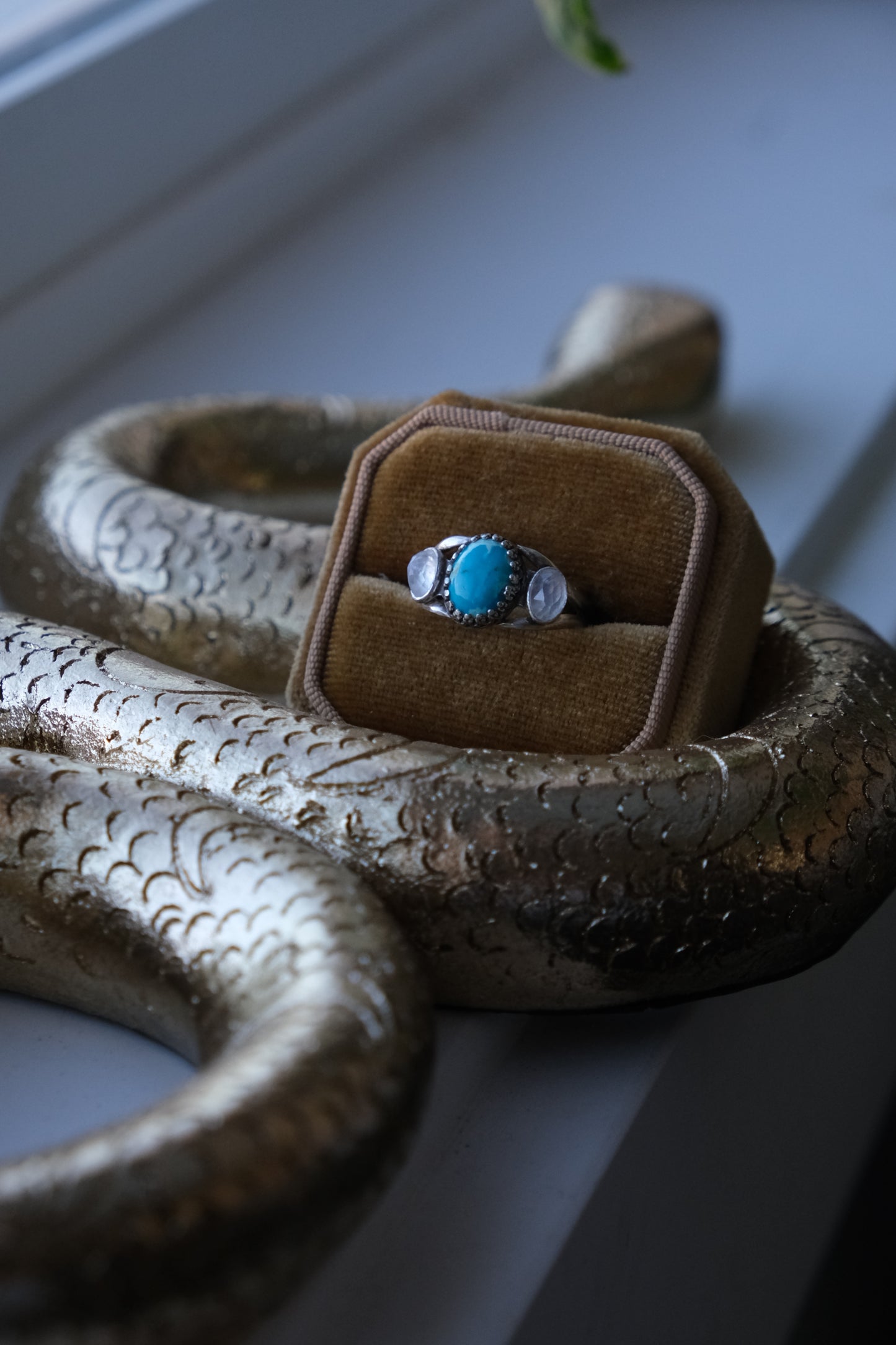 Turquoise & Moonstone Ring -size 8