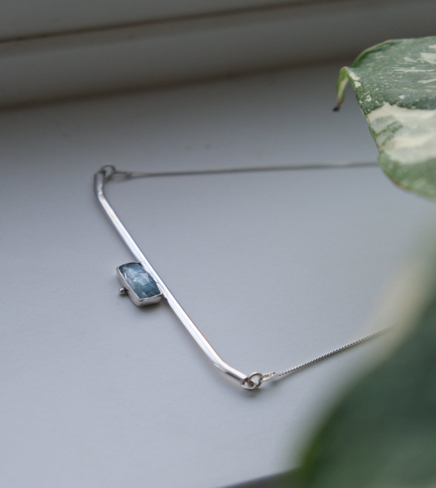 Aqua Kyanite Pendant Necklace