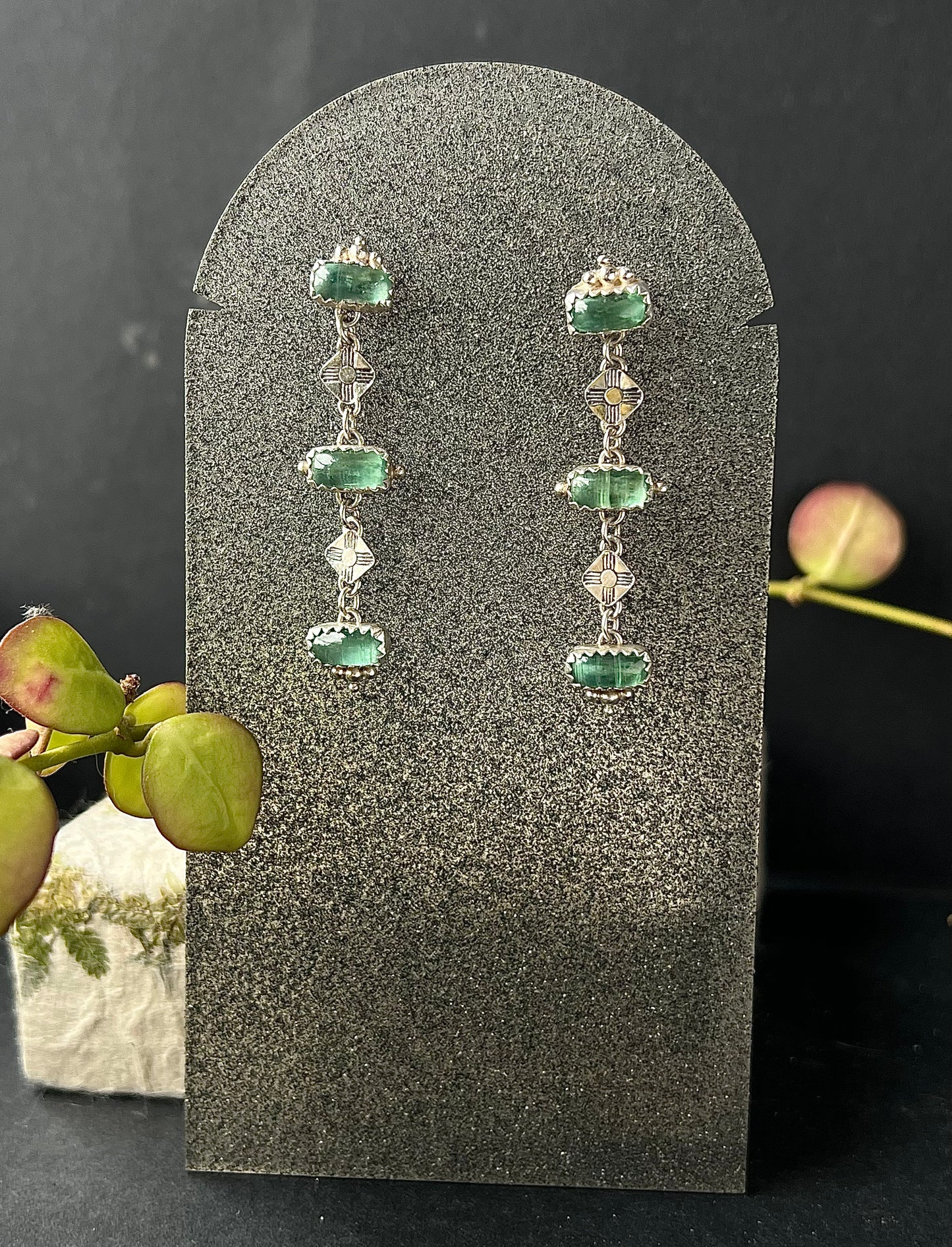 Green Kyanite Zia Drop Earrings
