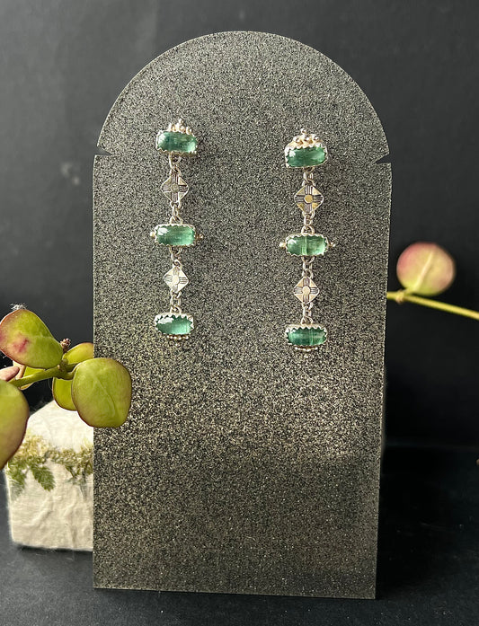 Green Kyanite Zia Drop Earrings