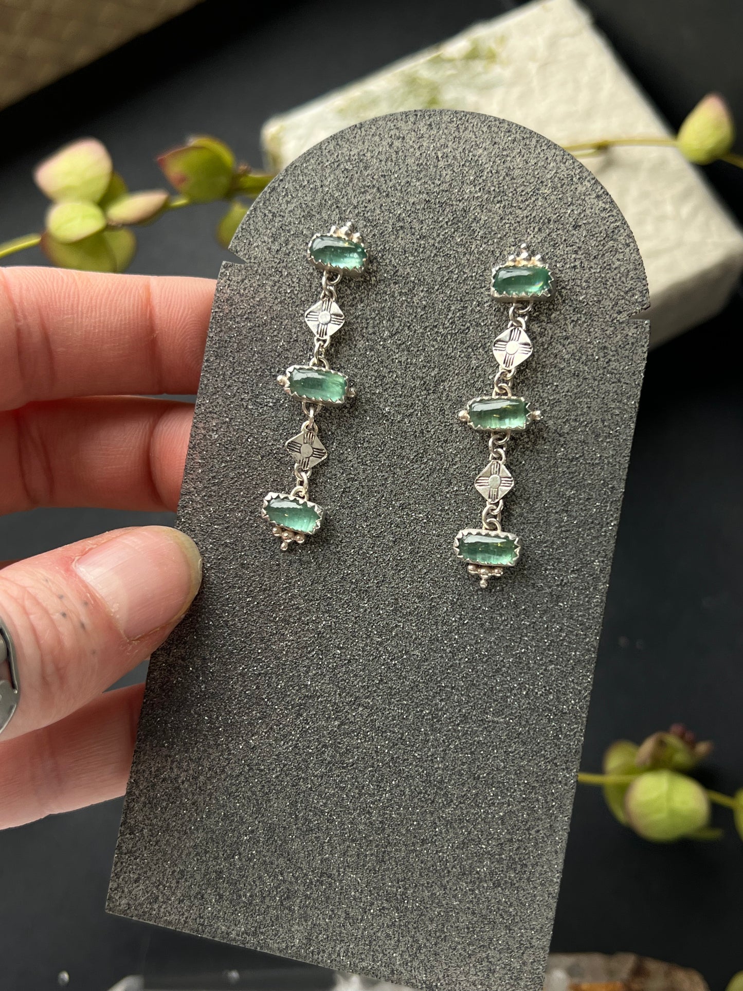 Green Kyanite Zia Drop Earrings