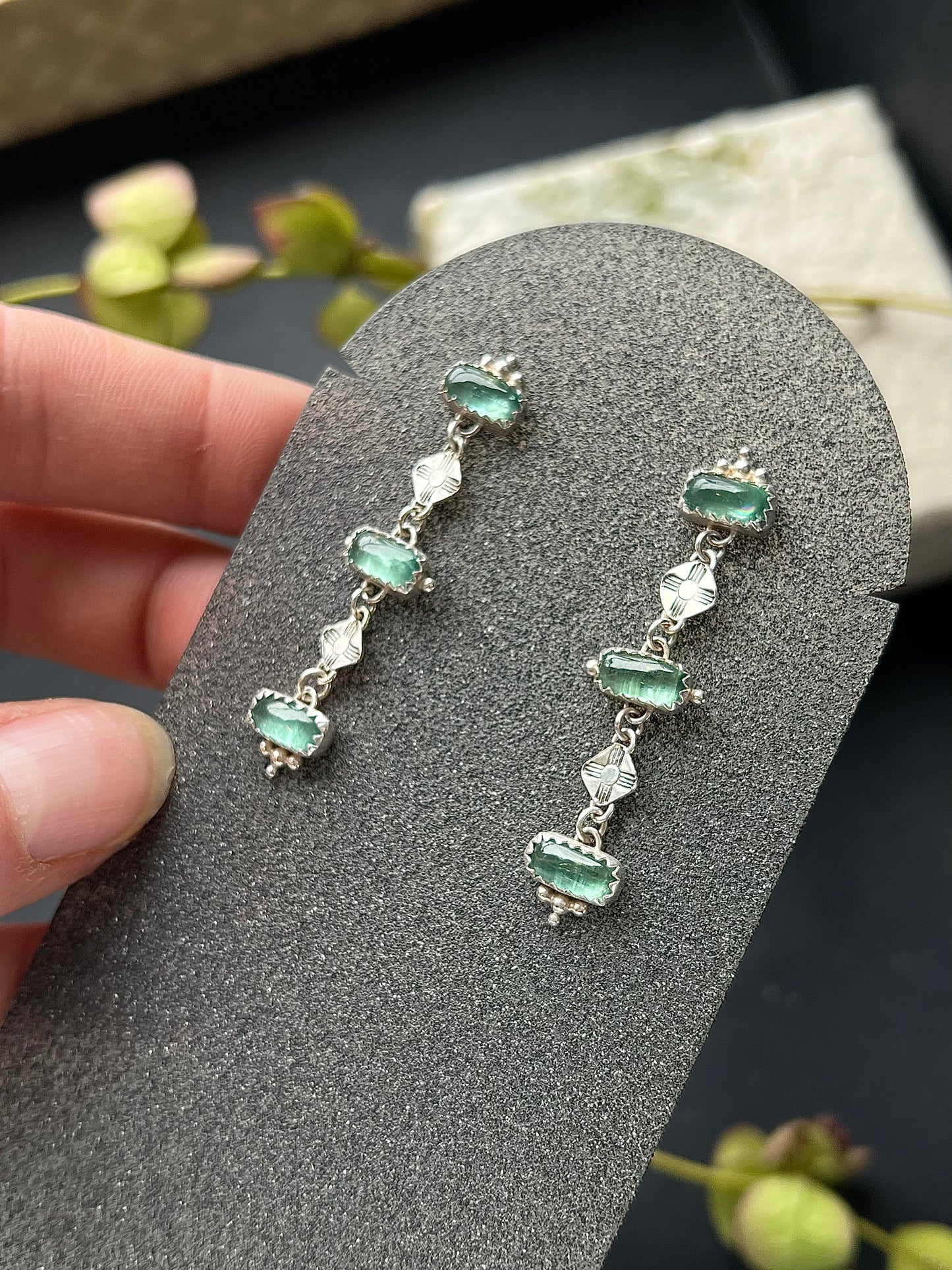 Green Kyanite Zia Drop Earrings