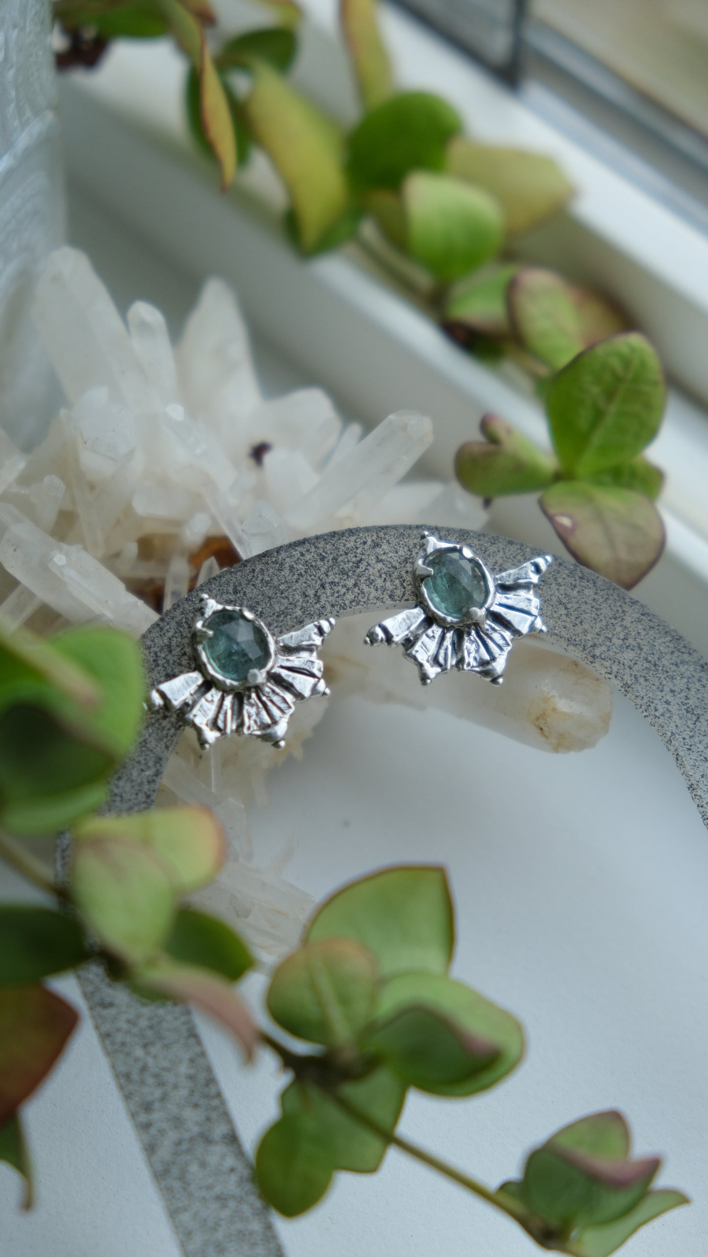 Kyanite Sun Stud Earrings