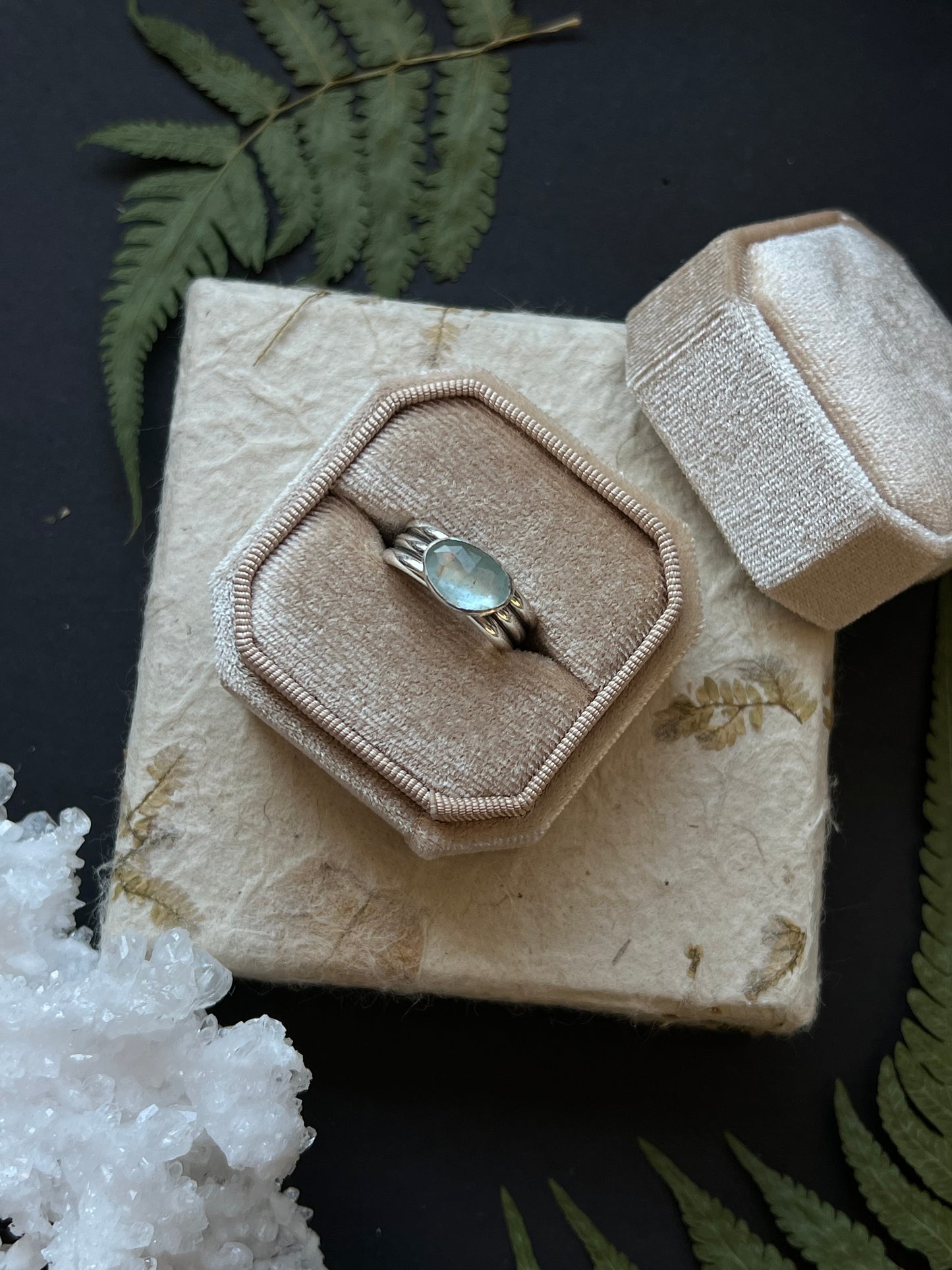 Aquamarine Triple Band Ring