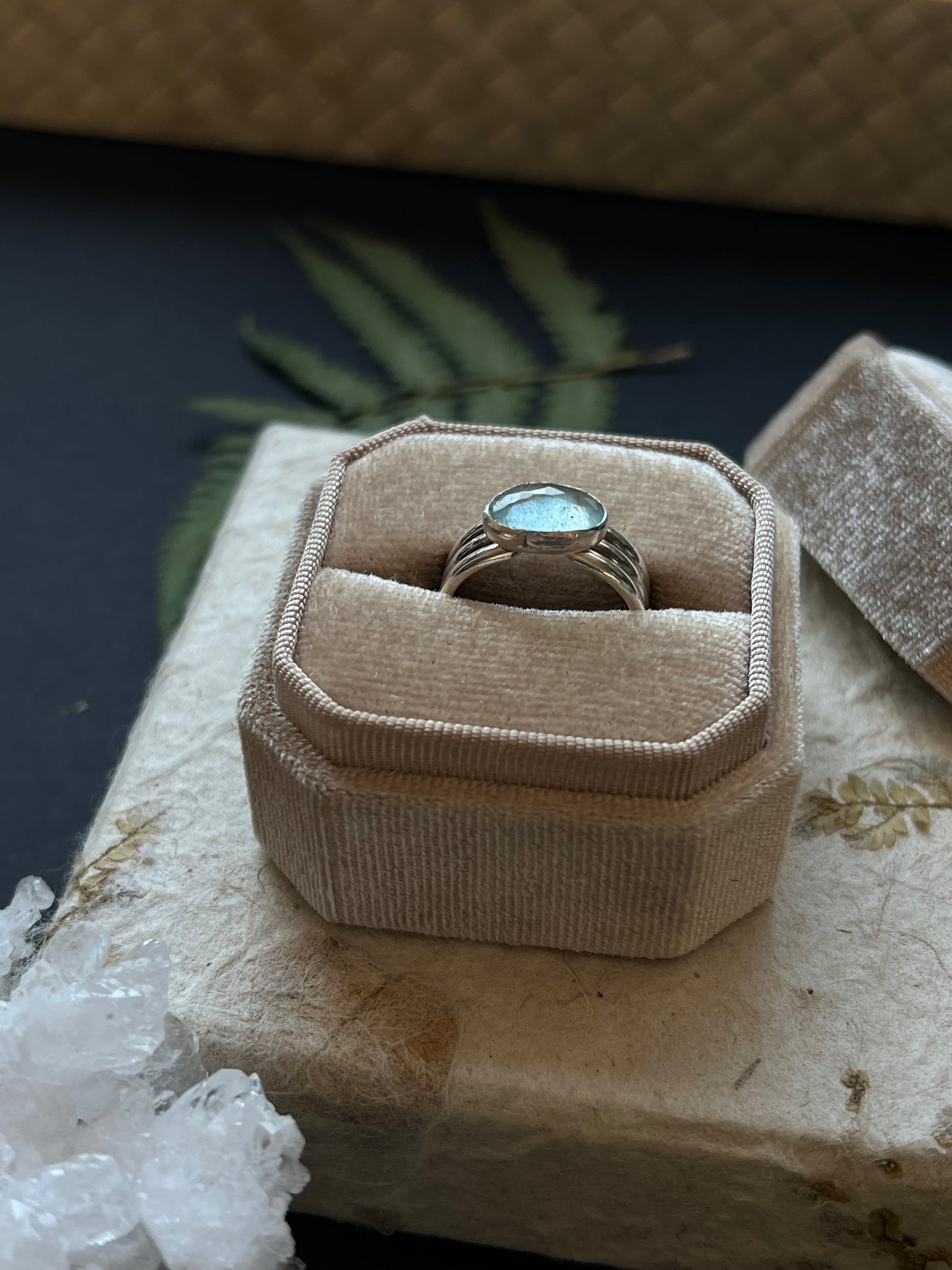 Aquamarine Triple Band Ring