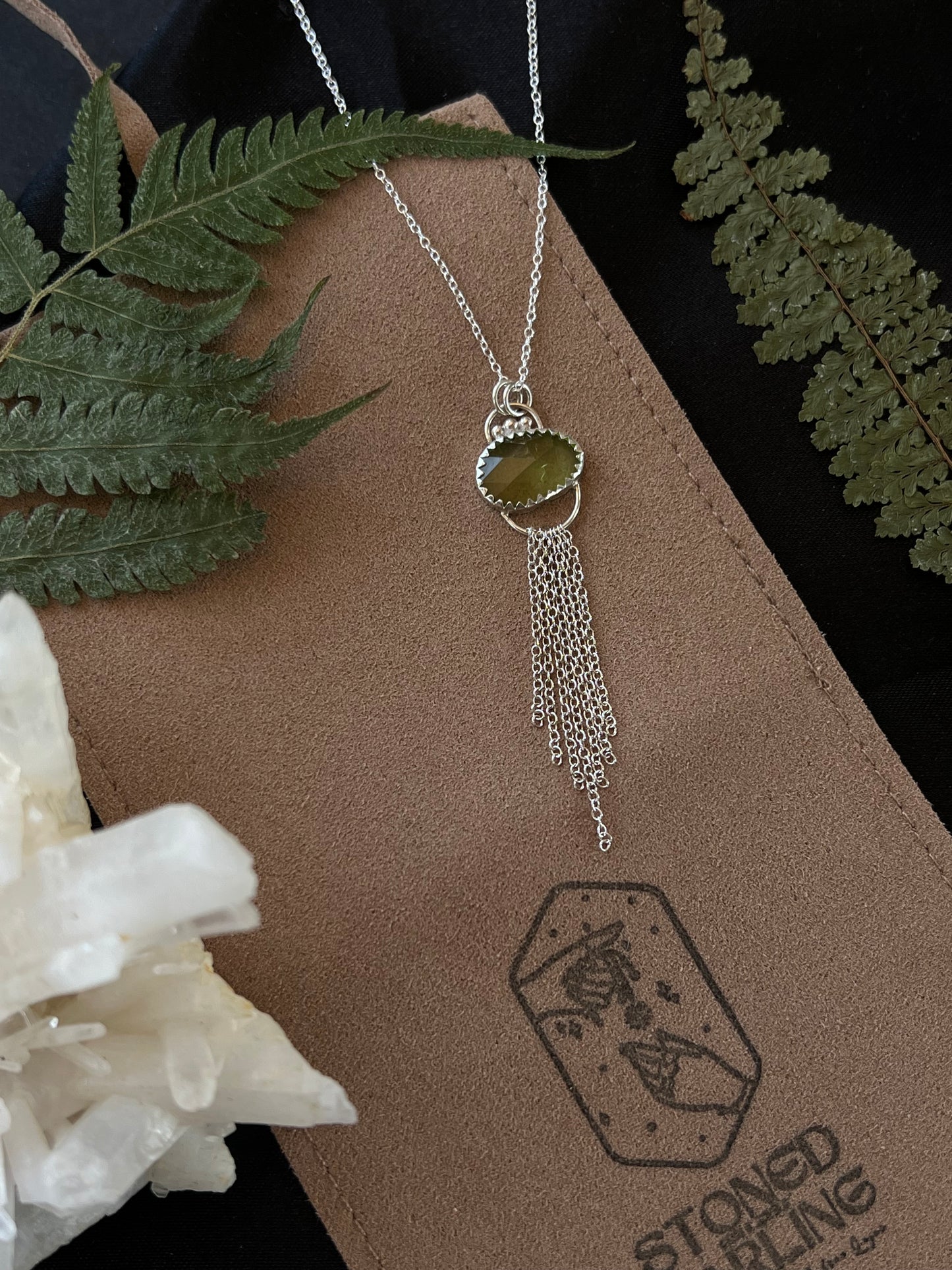 Peridot Fringe Pendant Neckaklce