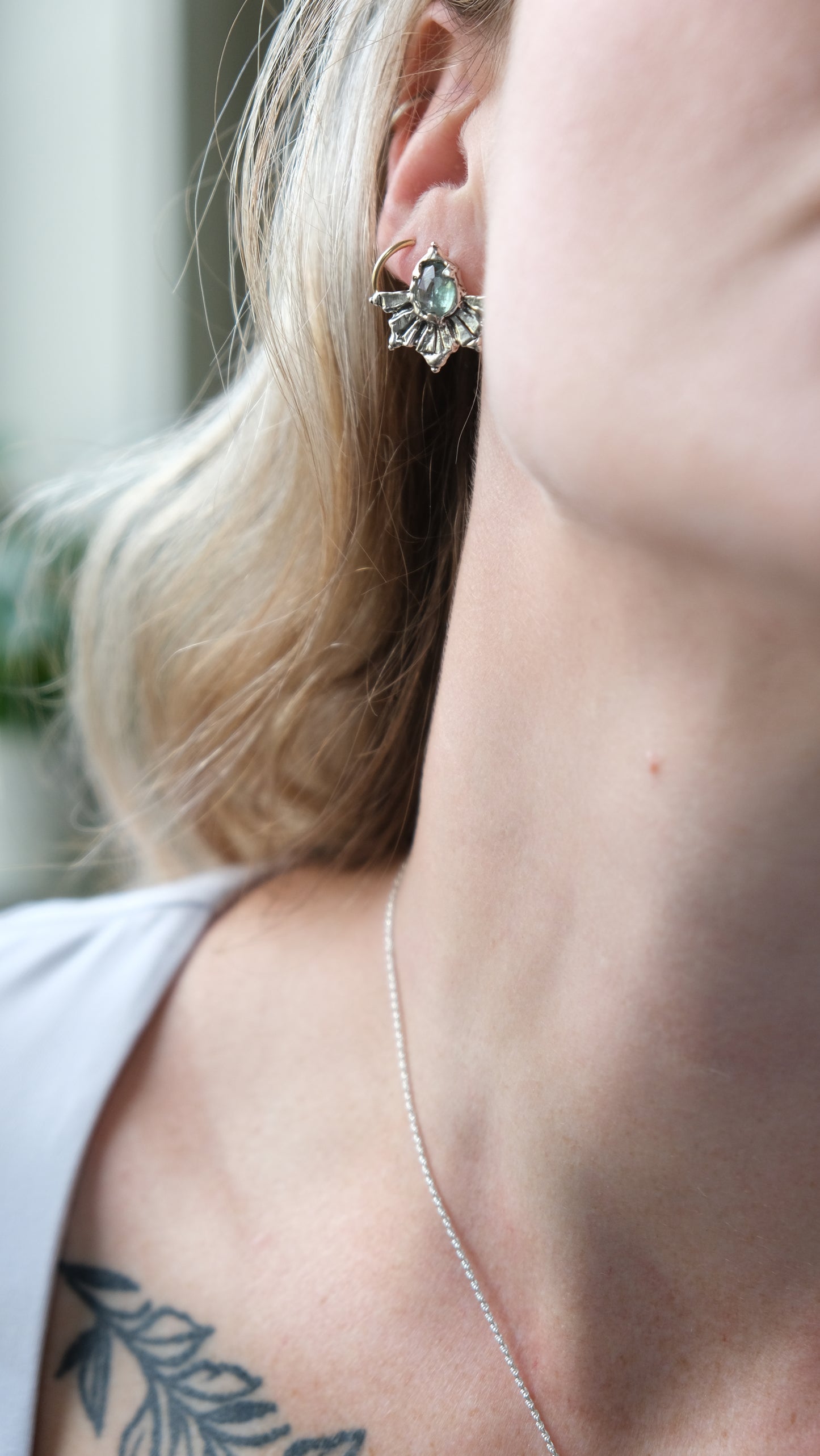 Kyanite Sun Stud Earrings