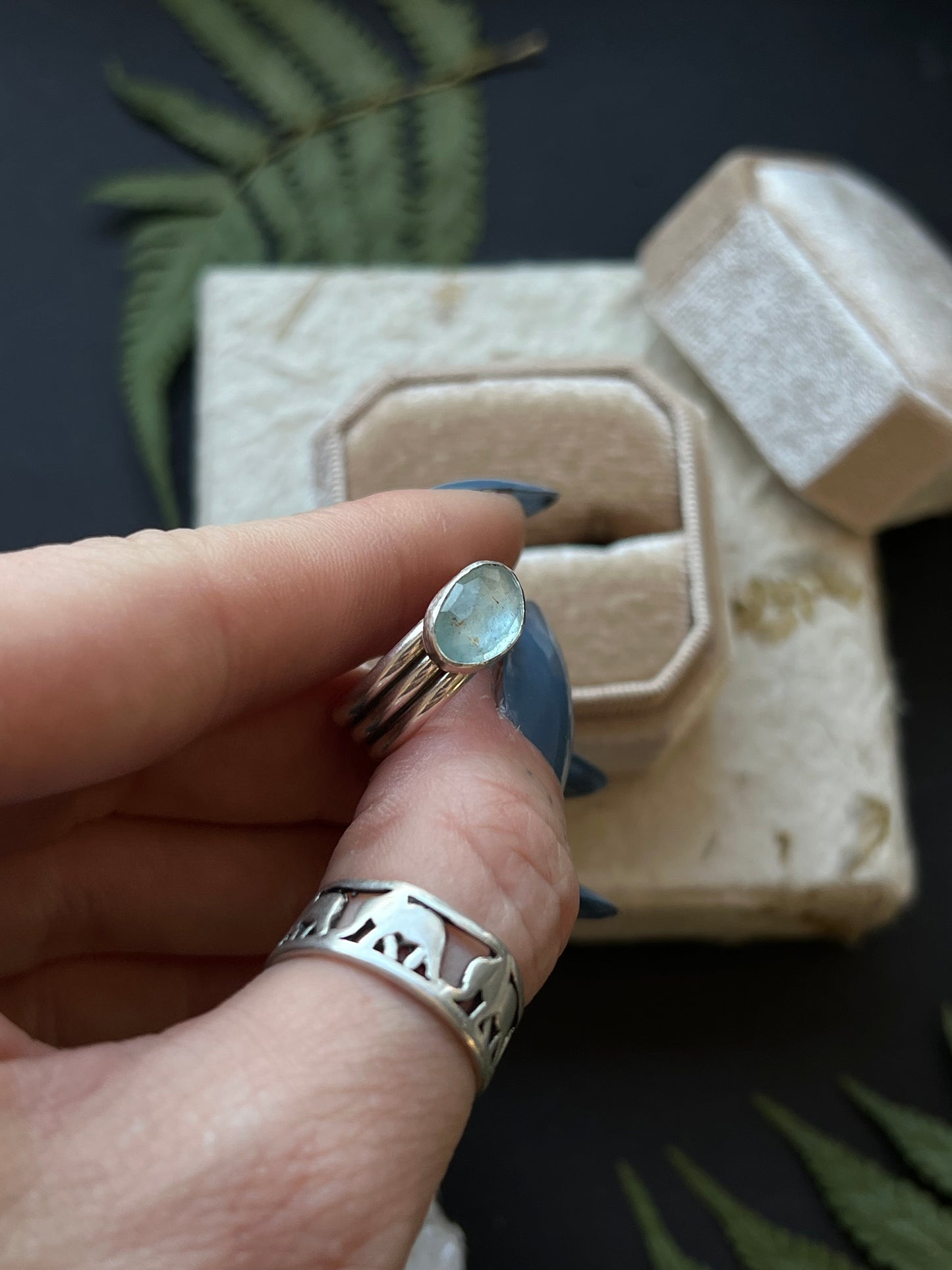 Aquamarine Triple Band Ring