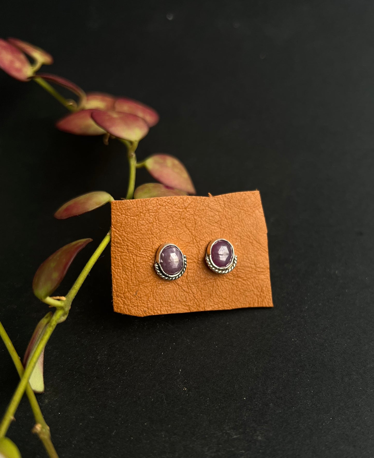 Pink Sheen Sapphire Stud Earrings