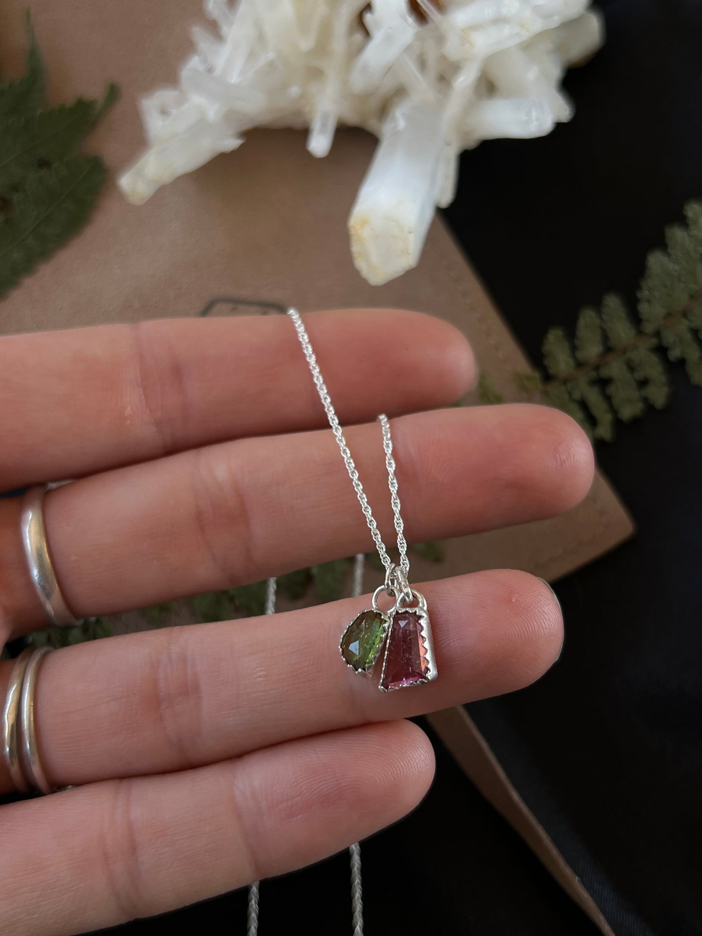 Tourmaline Duo Charm Necklace