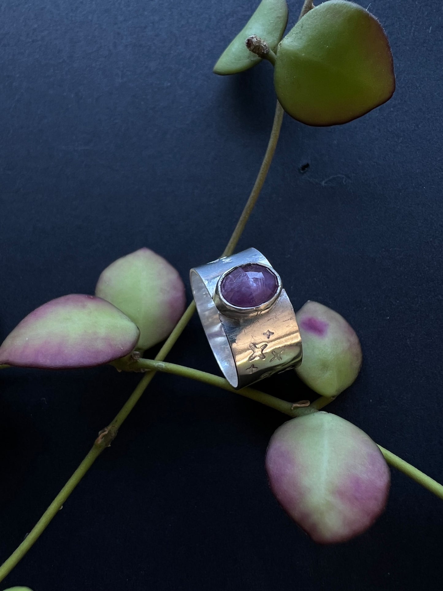 Pink Sheen Sapphire Ring