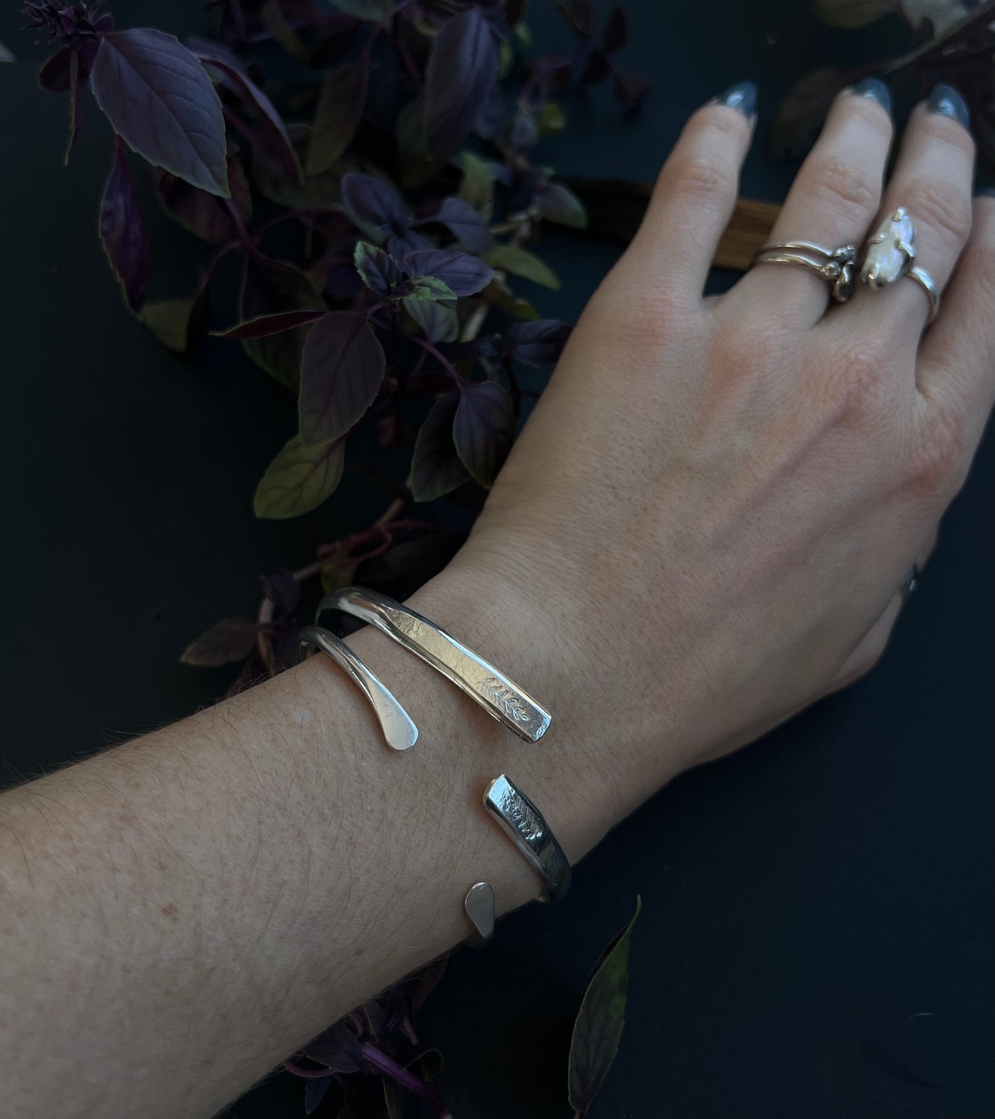 Stamped Sterling Cuff Bracelet