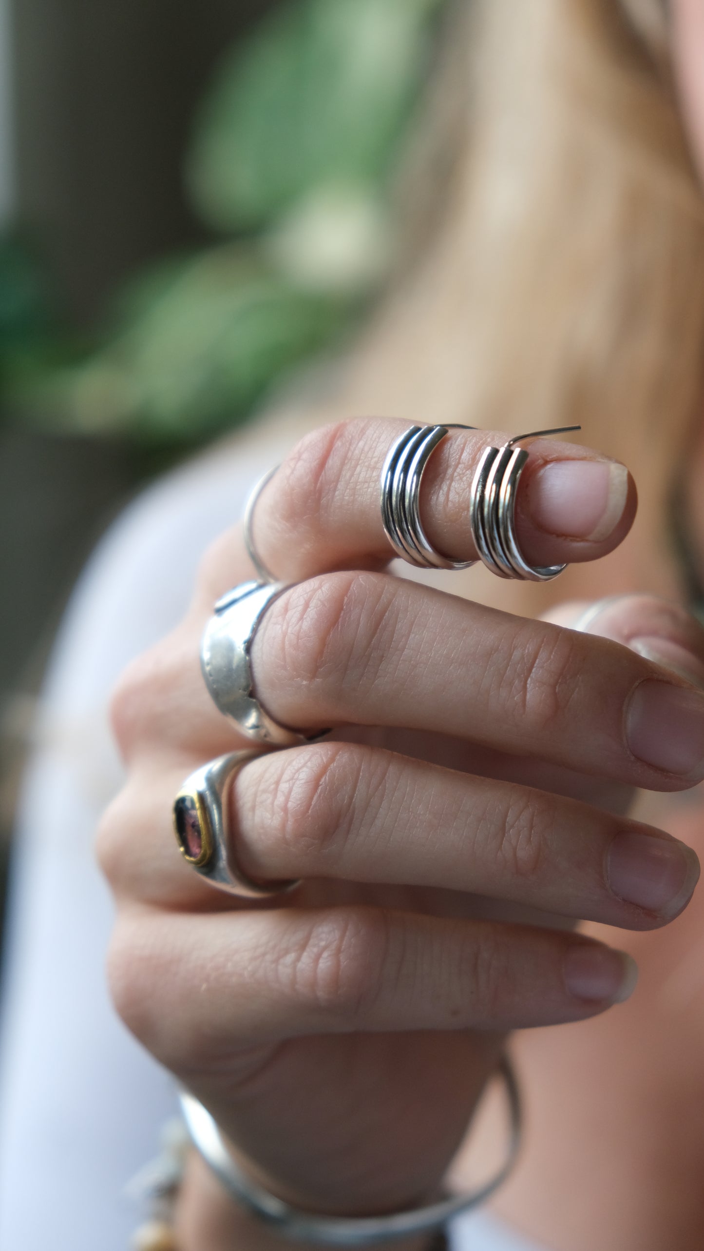 Trio Hoop Earrings, Sterling