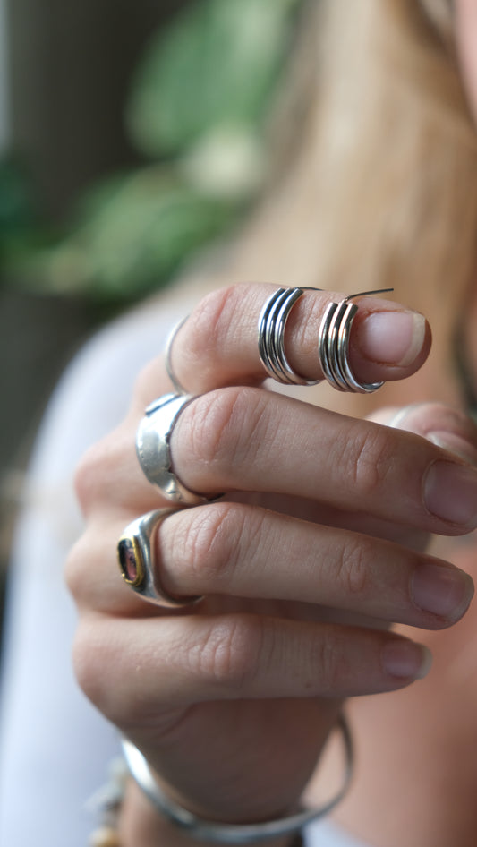 Trio Hoop Earrings, Sterling