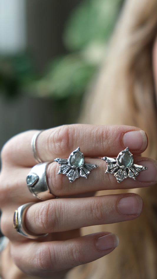 Kyanite Sun Stud Earrings