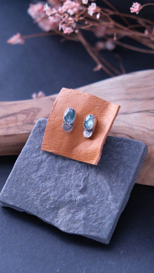 Green Kyanite Studs