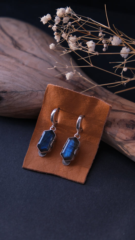 Labradorite Huggie Hoops