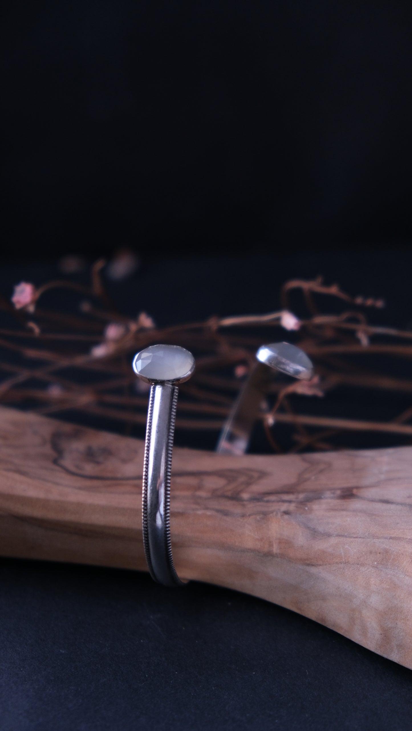 Grey Moonstone Cuff Bracelet