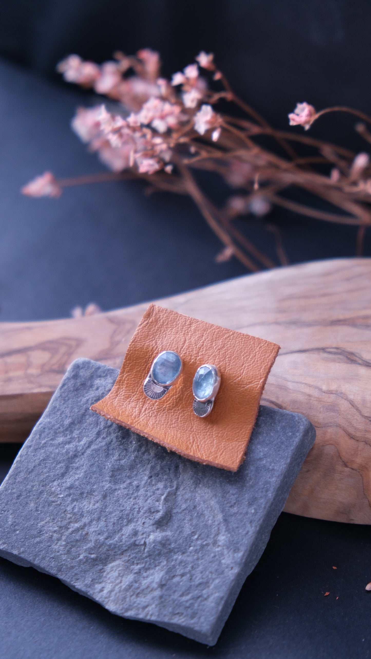 Aqua Kyanite Studs