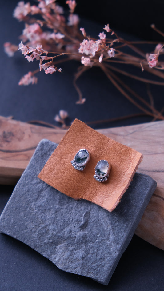 Moss Agate Studs