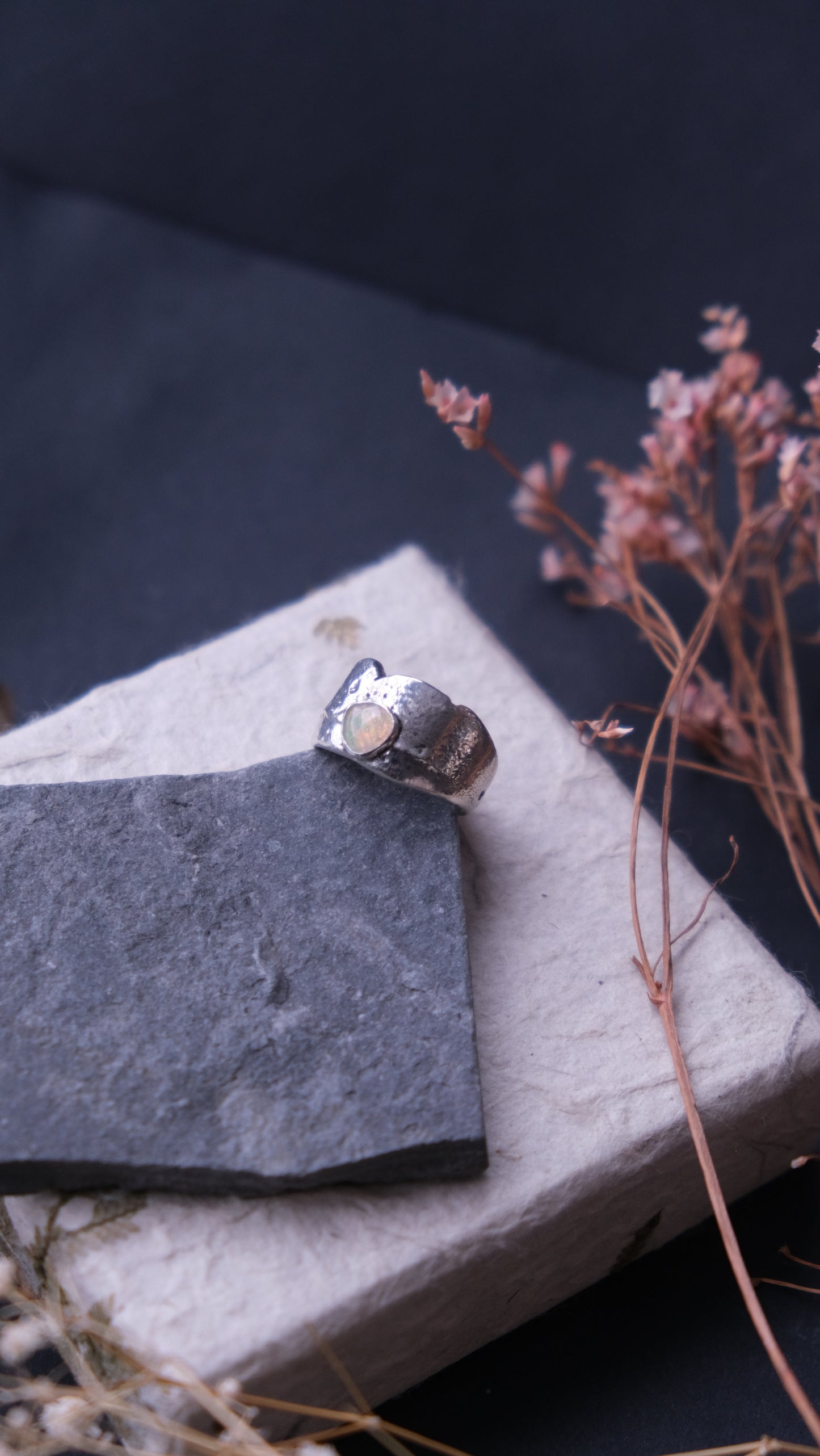 Opal Sand Cast Ring