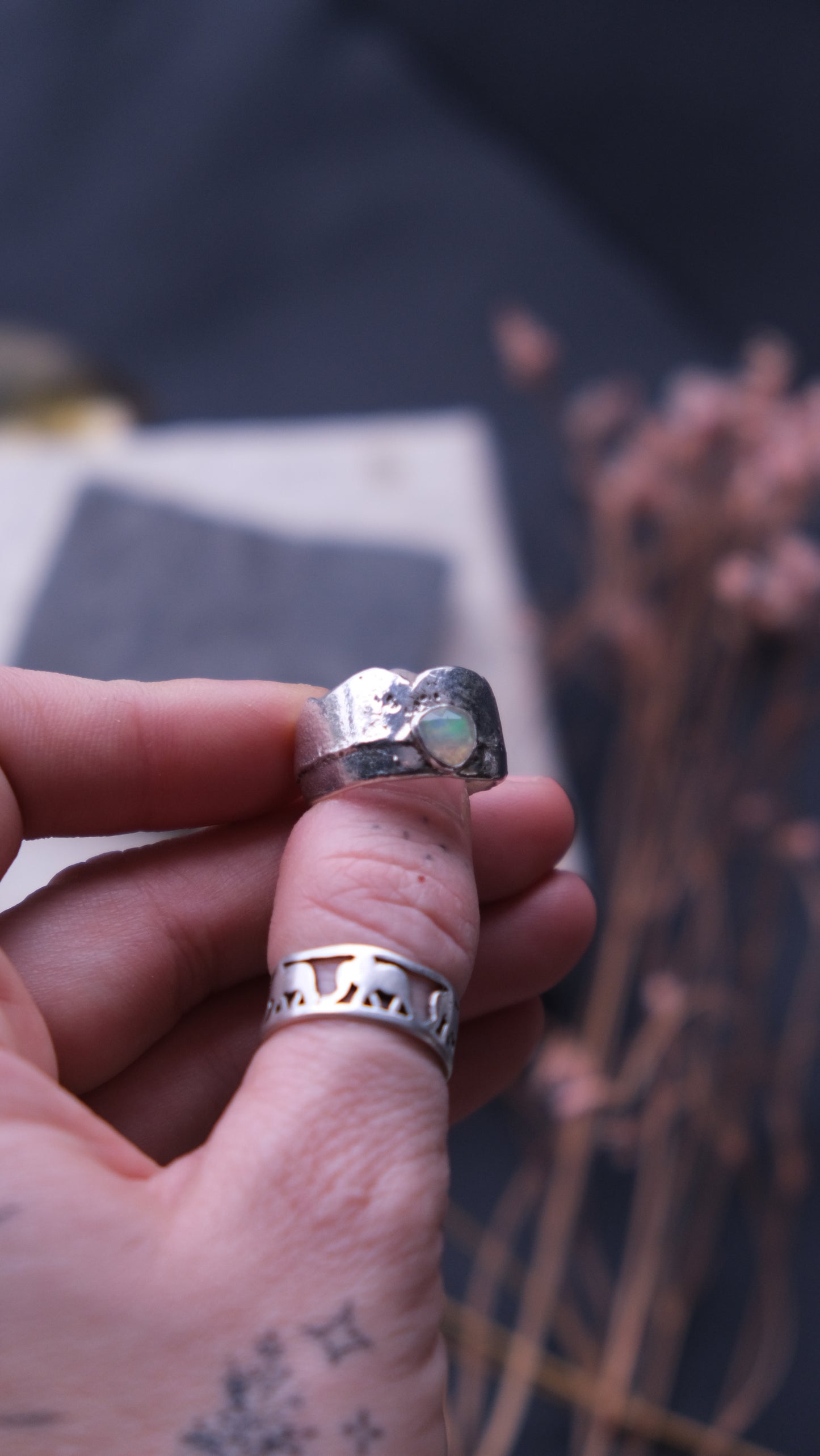 Opal Sand Cast Ring