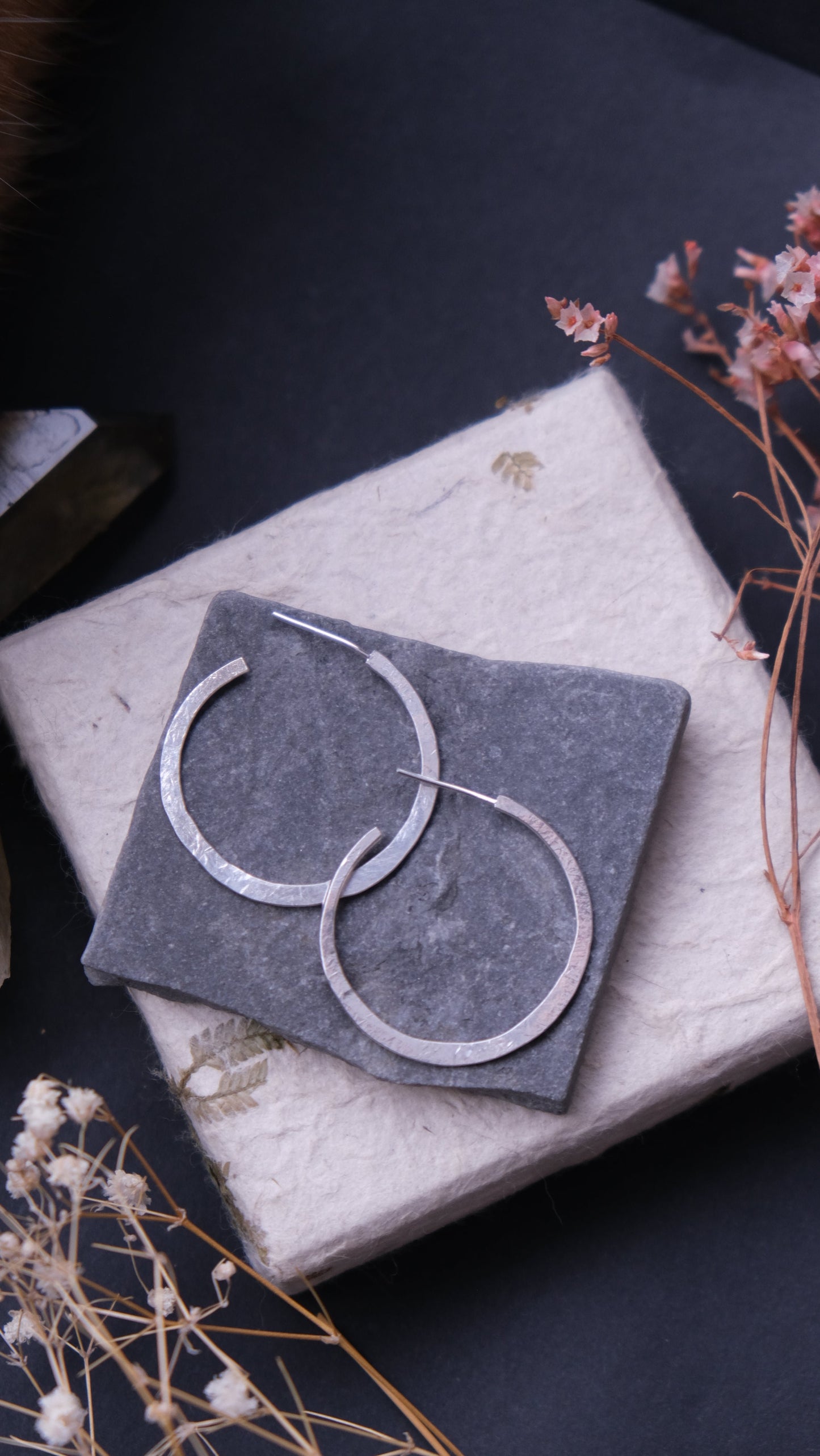 Hammered Sterling Hoops