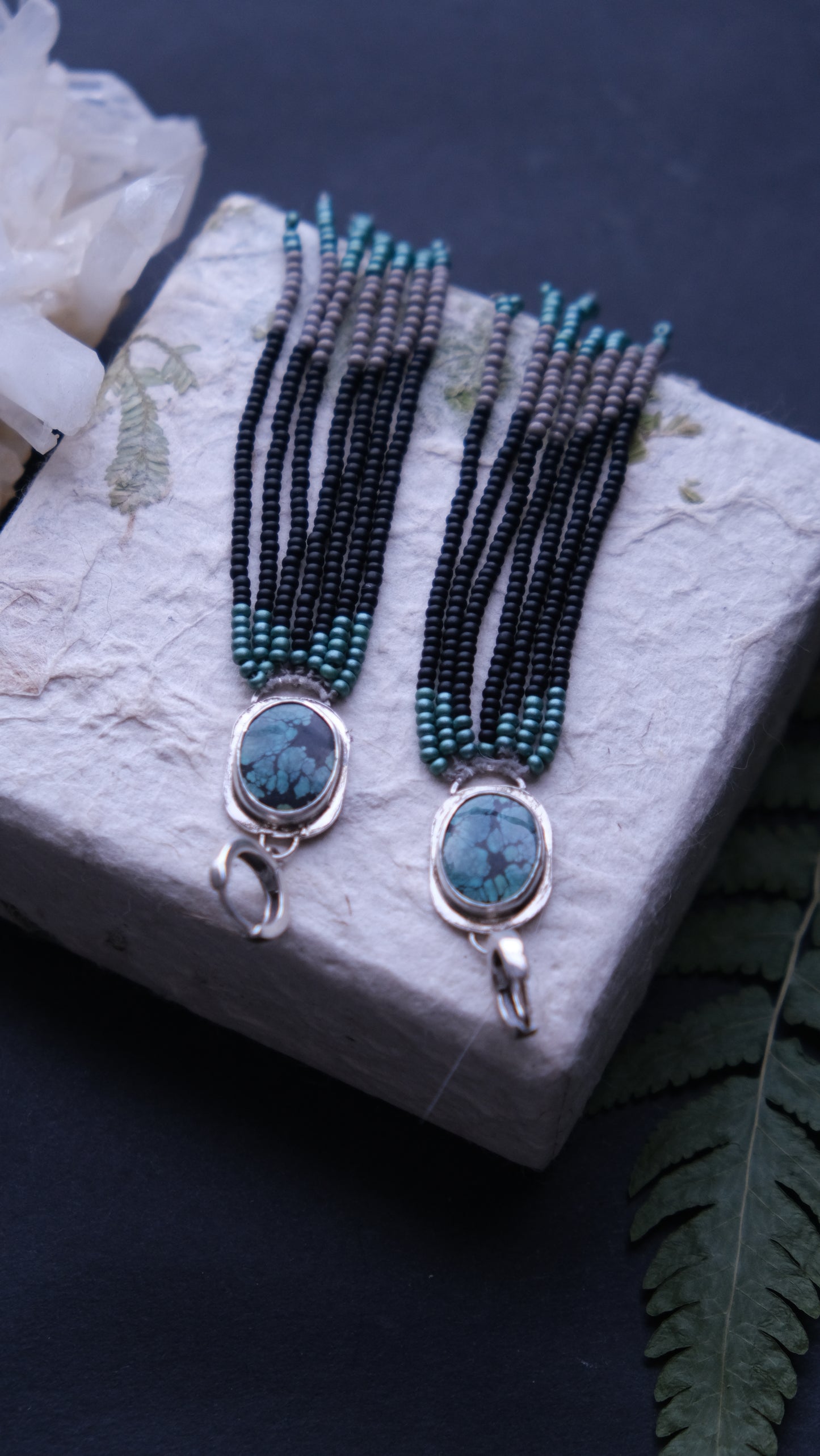 Turquoise Beaded Shoulder Duster Earrings