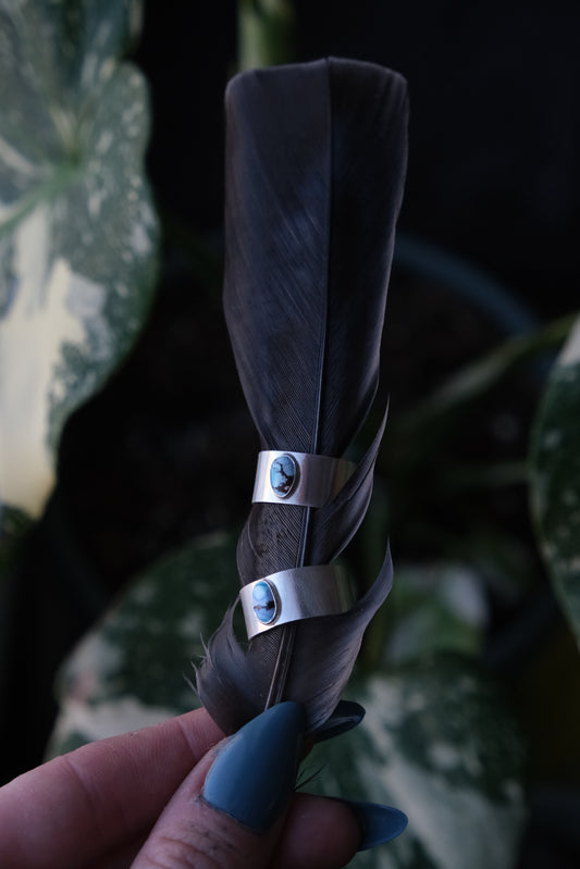 Turquoise Cigar Band Ring -size 8.25