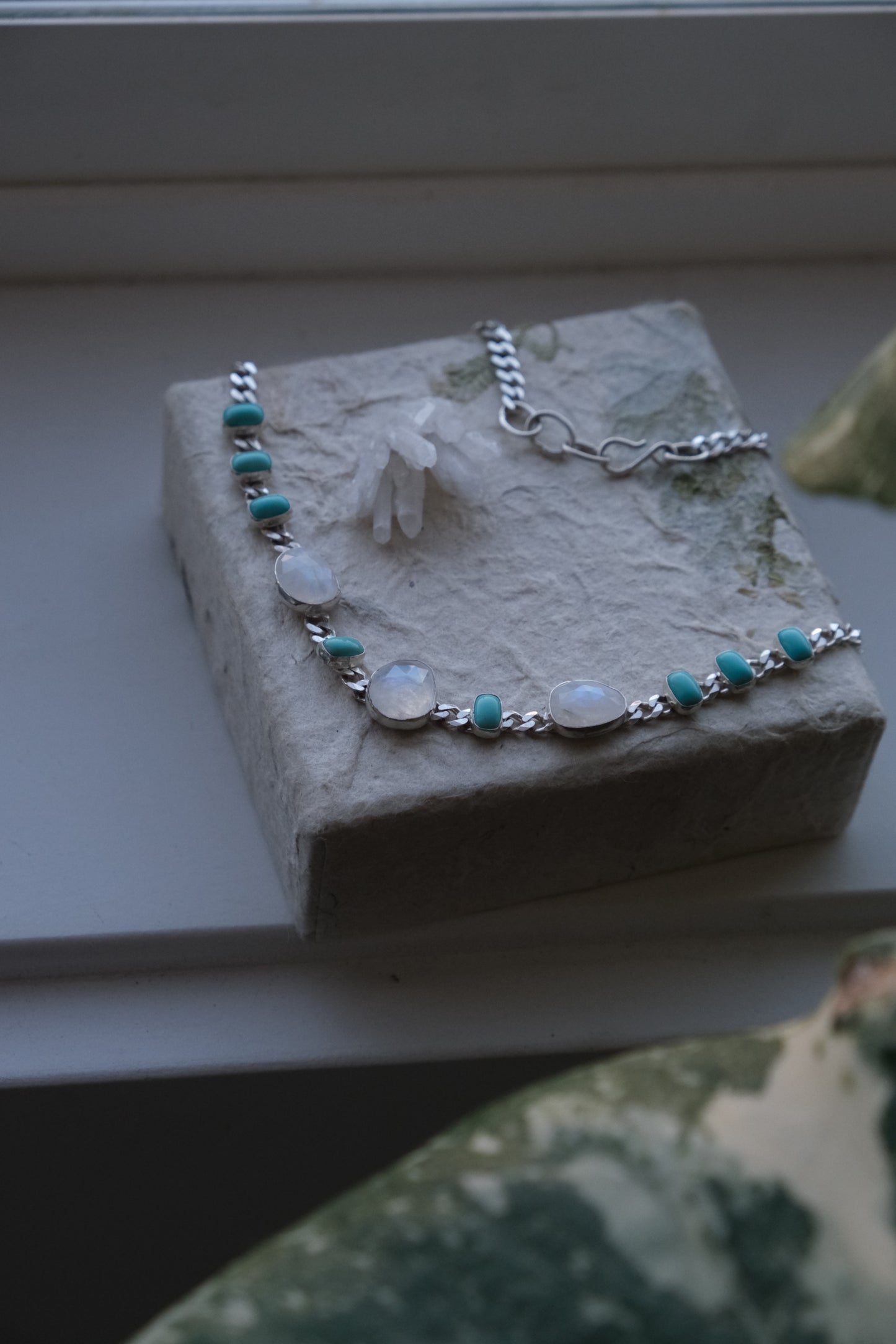 Moonstone & Turquoise Choker Necklace