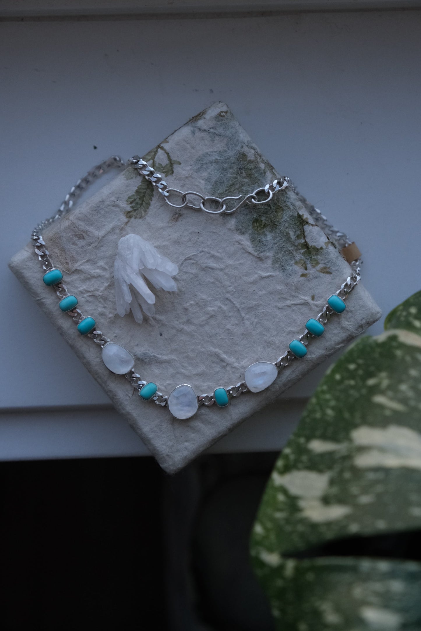 Moonstone & Turquoise Choker Necklace