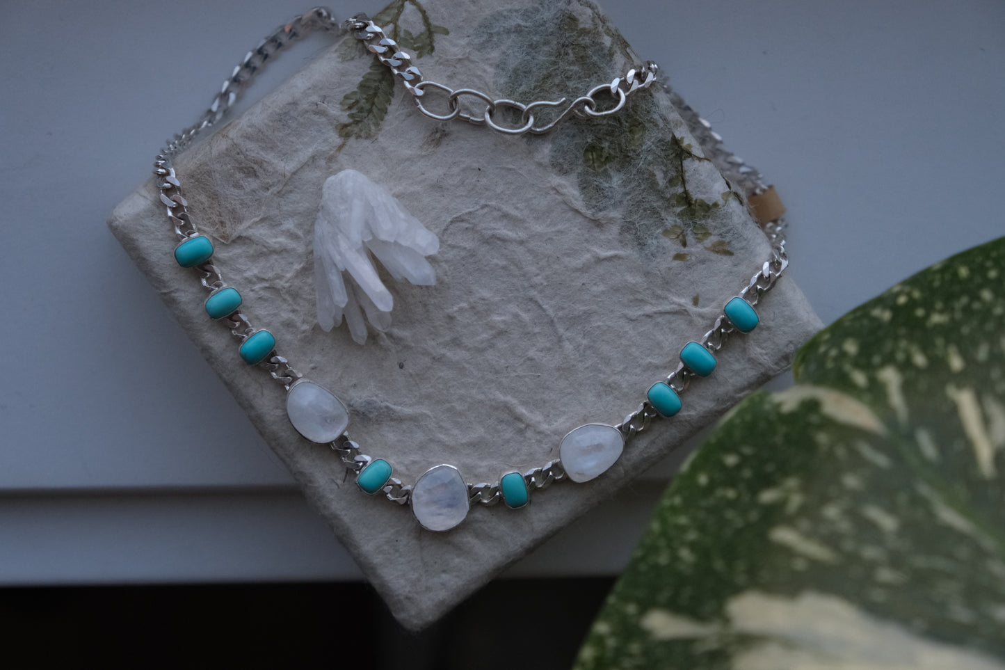 Moonstone & Turquoise Choker Necklace