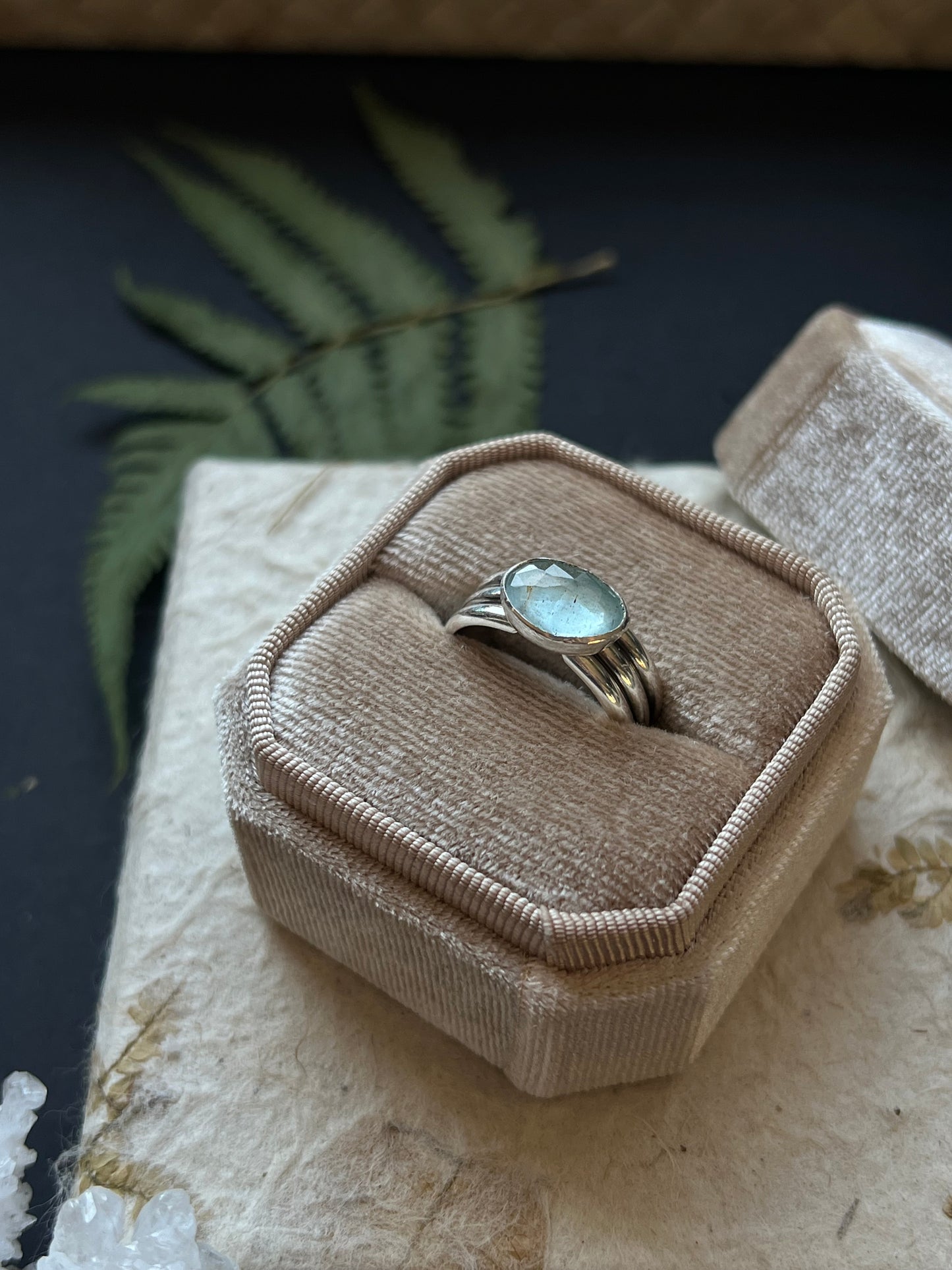 Aquamarine Triple Band Ring