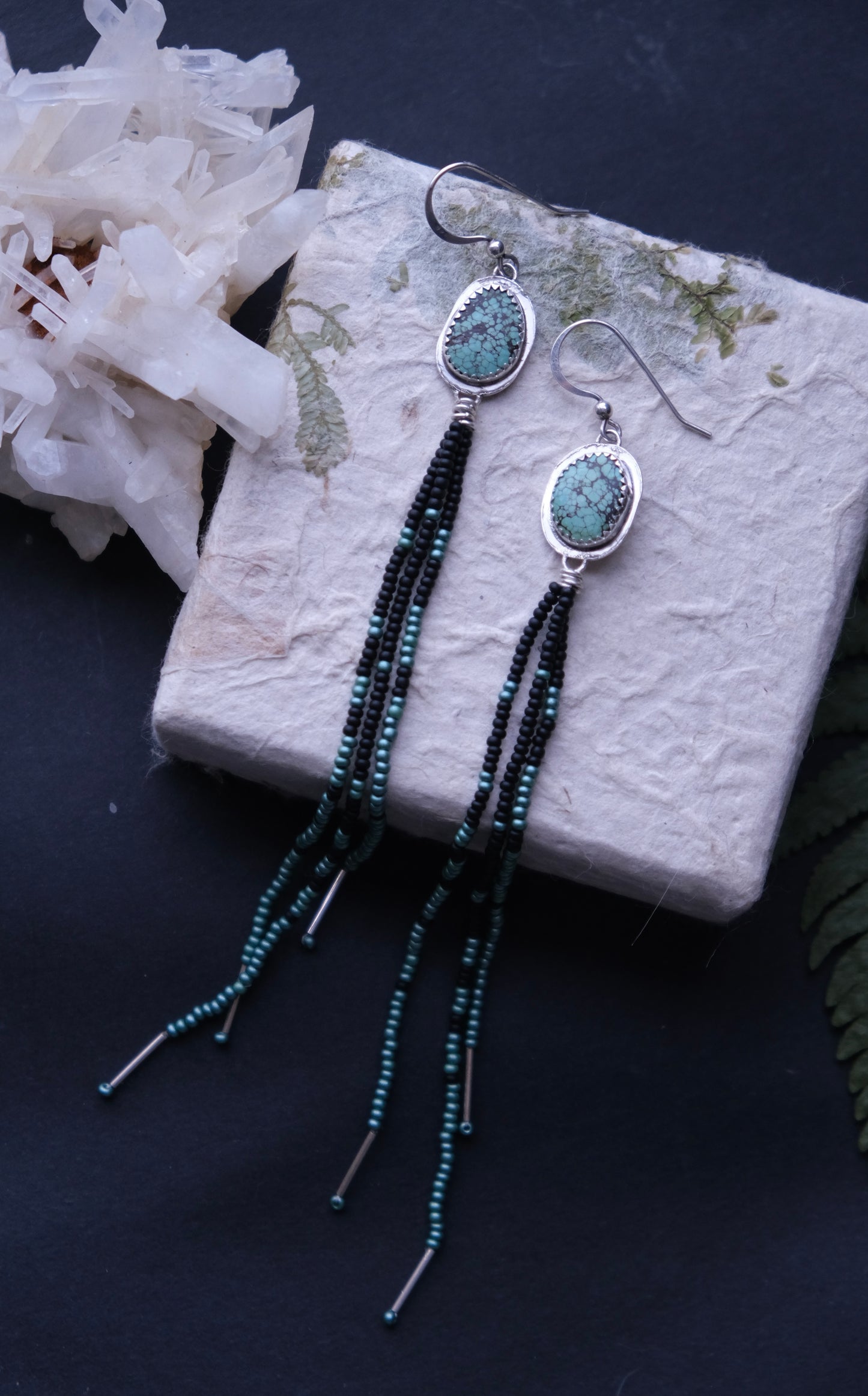 Turquoise Beaded Shoulder Duster Earrings