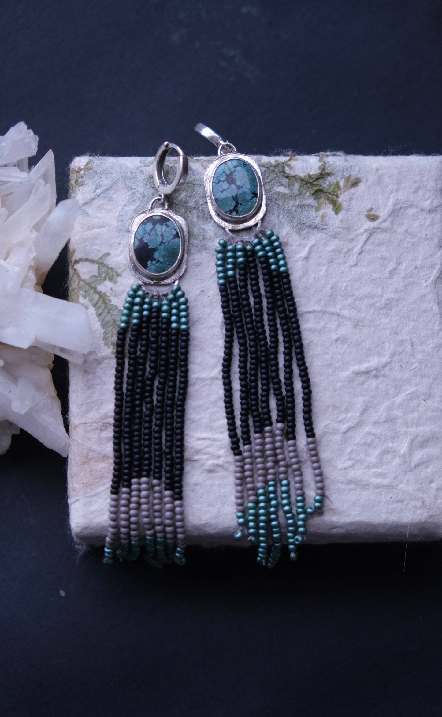 Turquoise Beaded Shoulder Duster Earrings