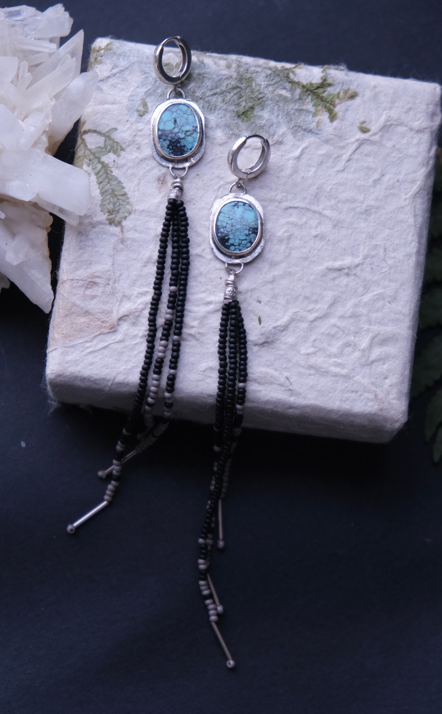 Turquoise Beaded Shoulder Duster Earrings