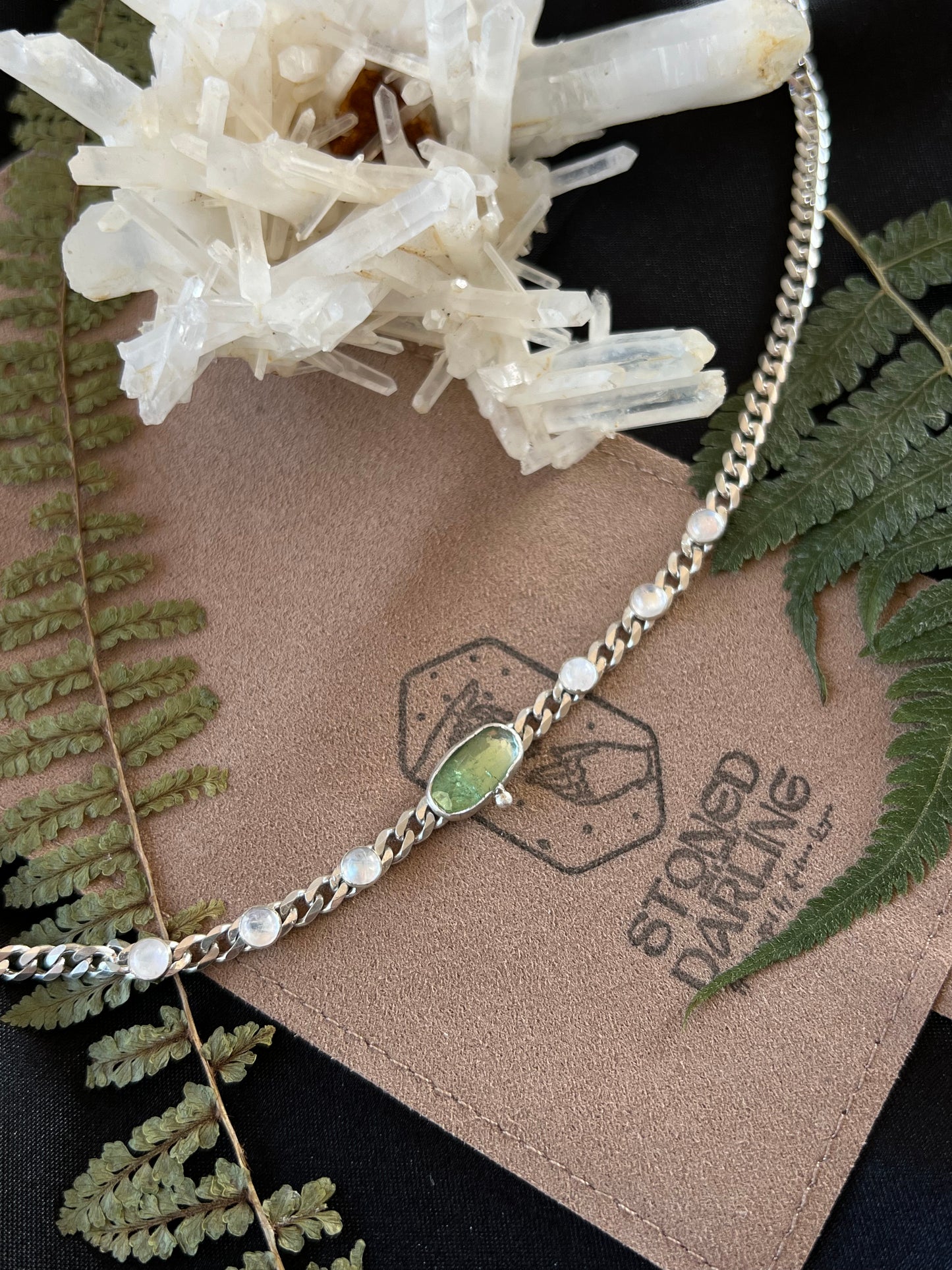 Green Tourmaline & Moonstones Choker