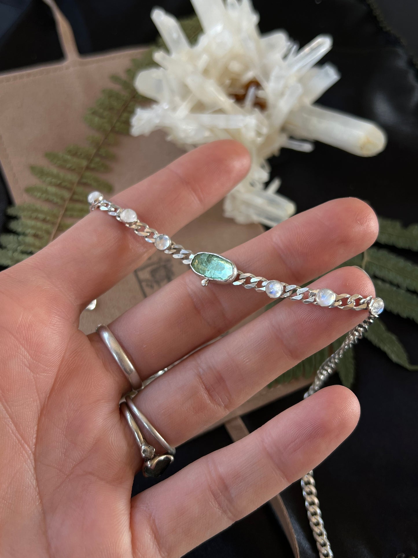 Green Tourmaline & Moonstones Choker