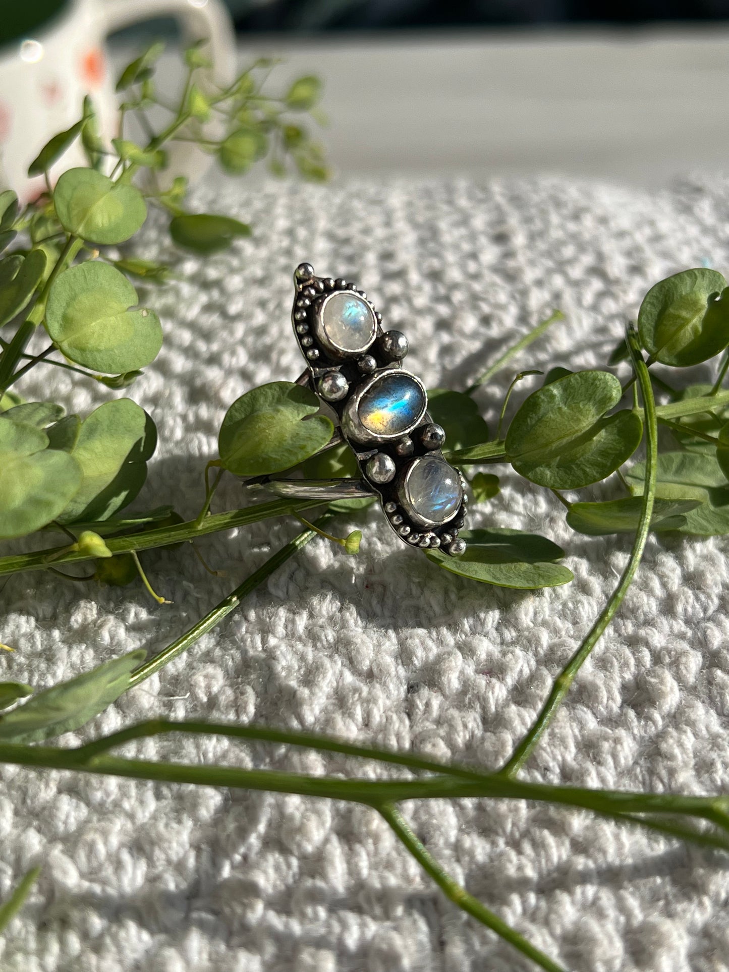 Labradorite & Moonstones Statement Ring