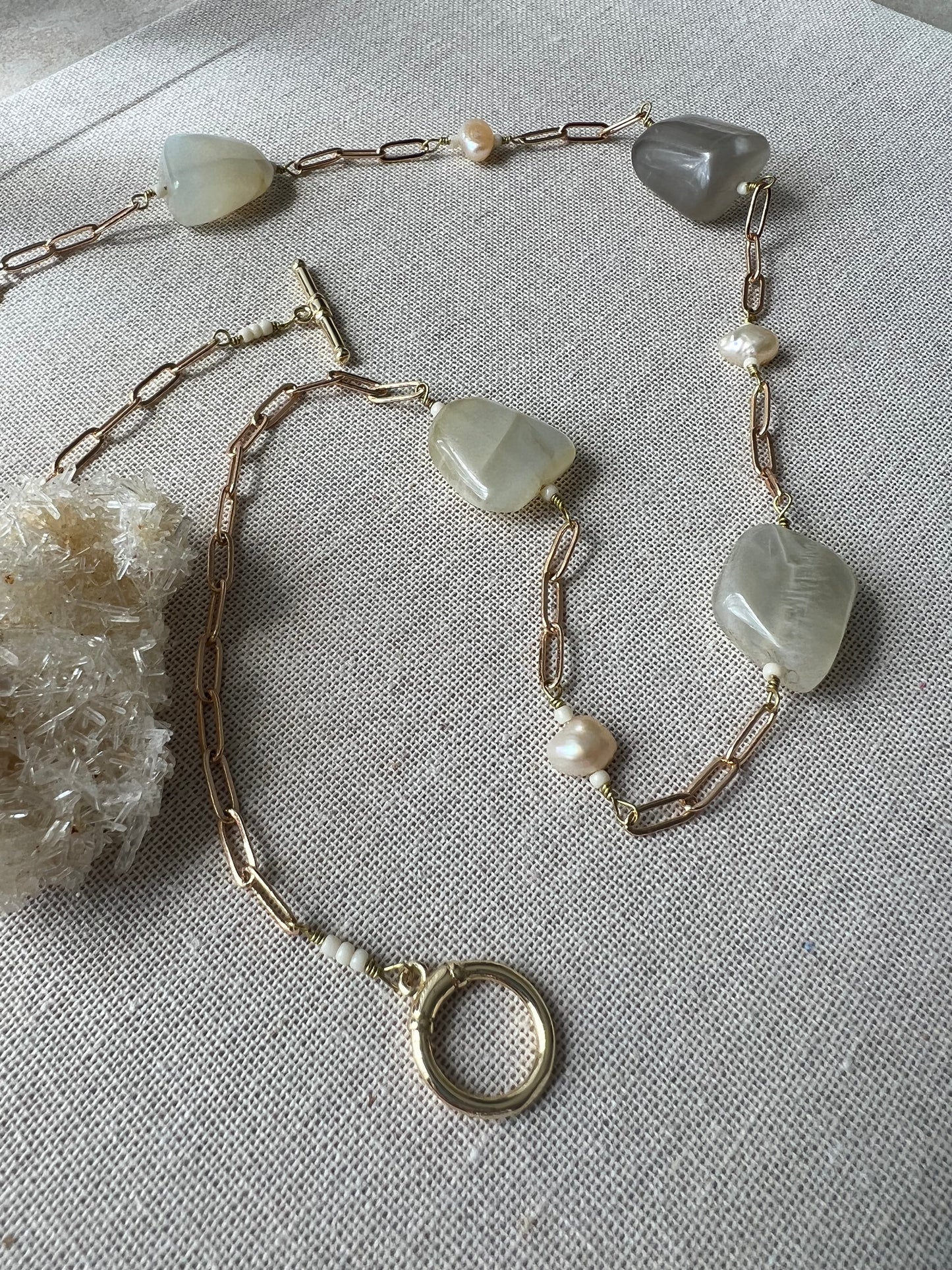 Gray Moonstone & Pearls