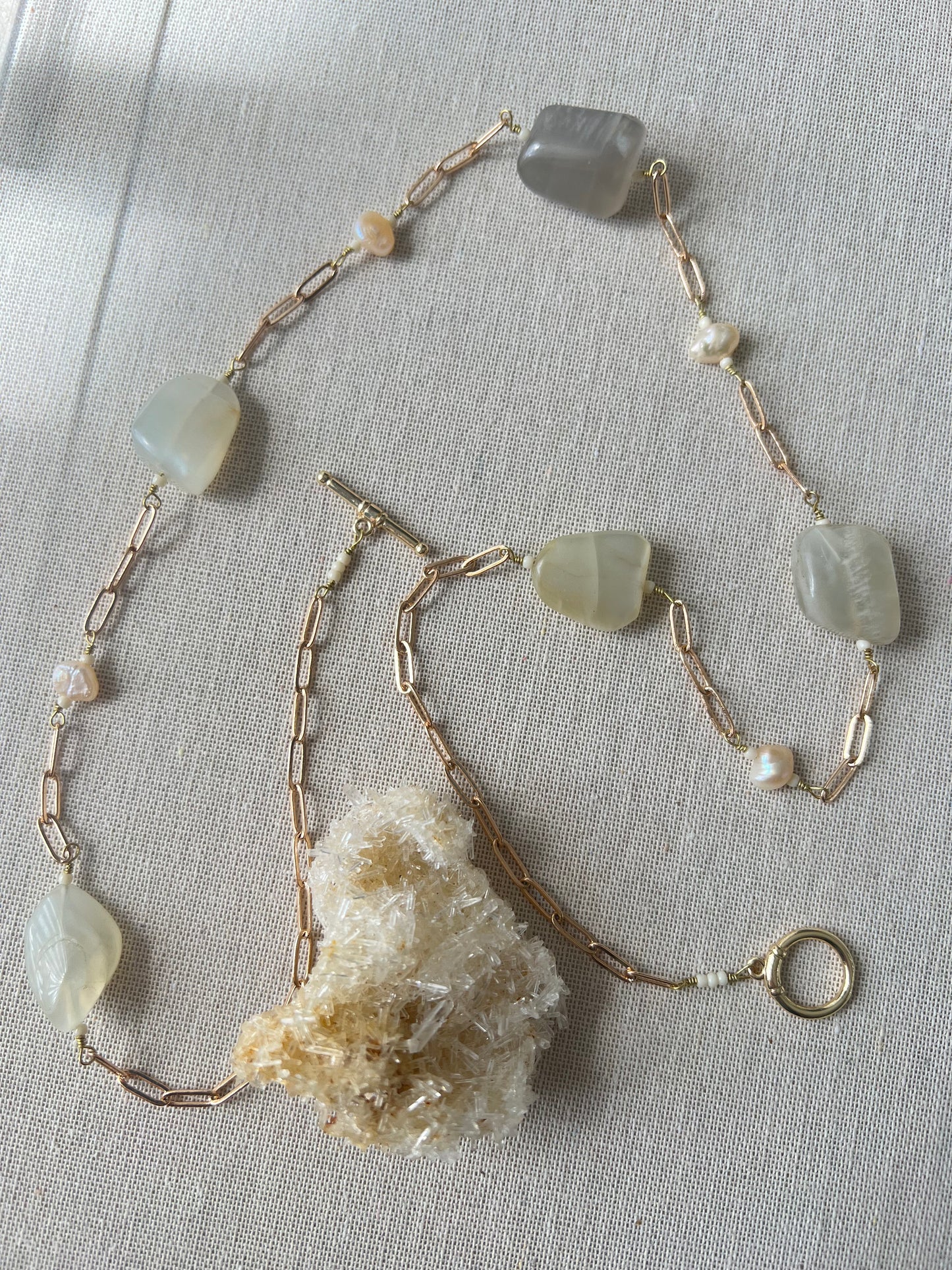 Gray Moonstone & Pearls