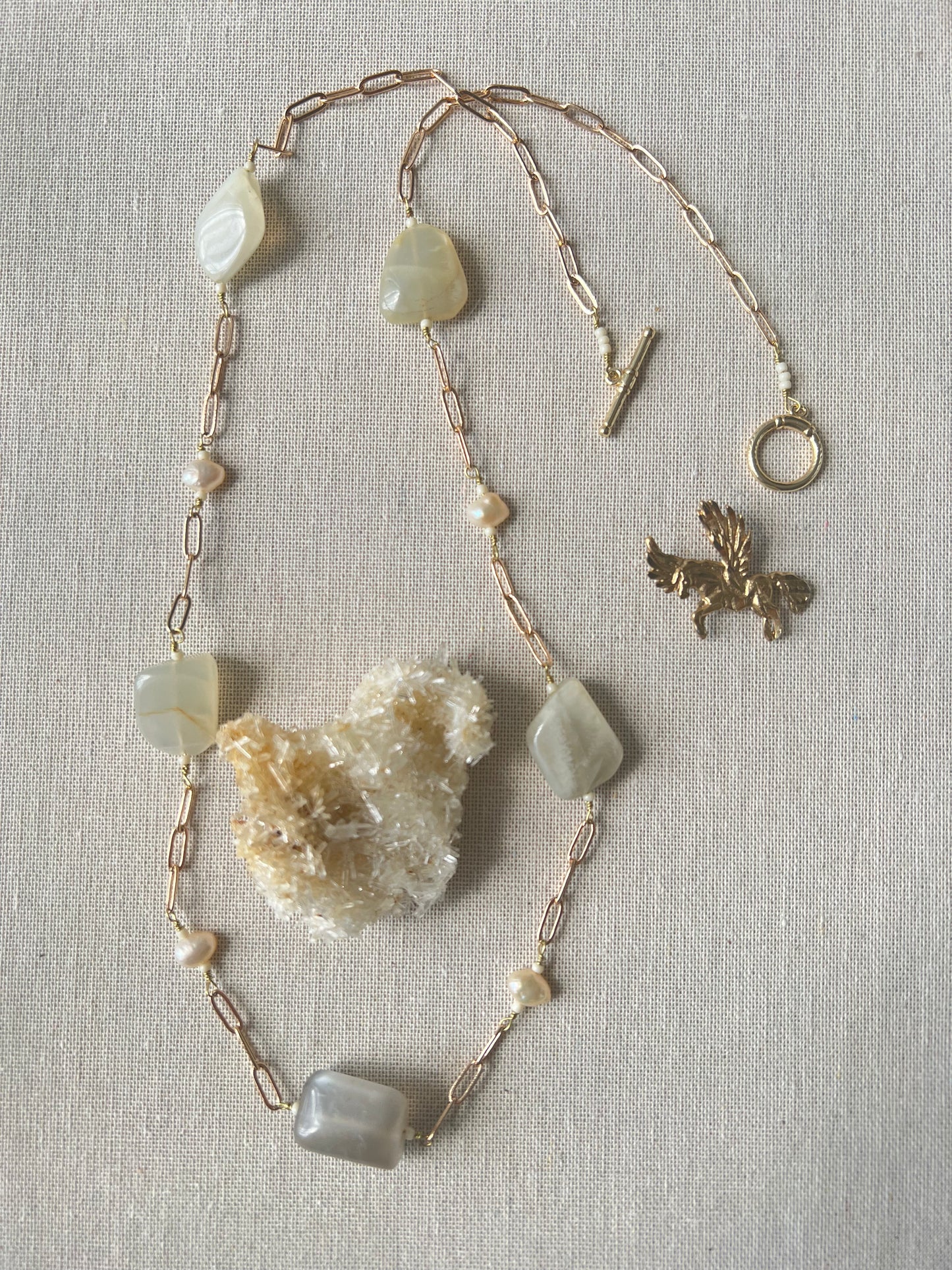 Gray Moonstone & Pearls