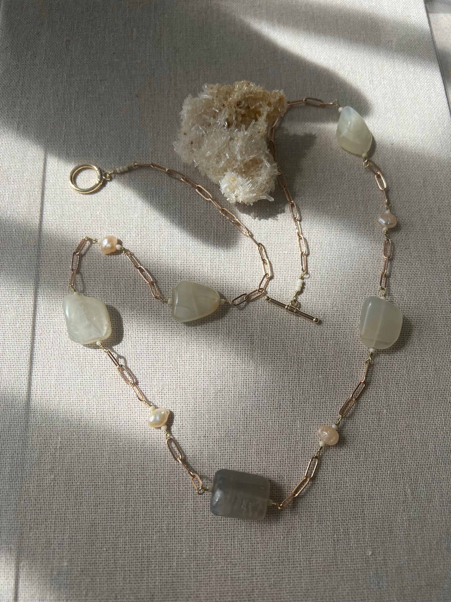 Gray Moonstone & Pearls